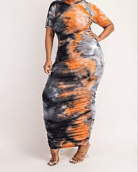 Image 1 of Hooded Tie-Dye Maxi