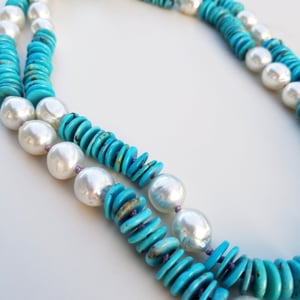 Blue Turquoise & Australian Pearl Necklace