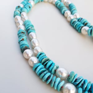 Light Turquoise & Australian Pearl Necklace 