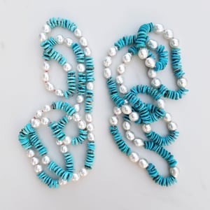 Light Turquoise & Australian Pearl Necklace 