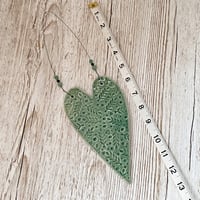 Image 5 of Large Jade Green Textured Heart with Beads