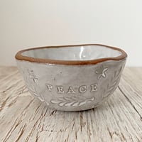 Image 1 of PEACE White Ceramic Trinket/Candle Dish