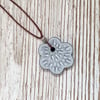 Black Clay White Flower Pendant/Necklace