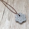Black Clay White Flower Pendant/Necklace