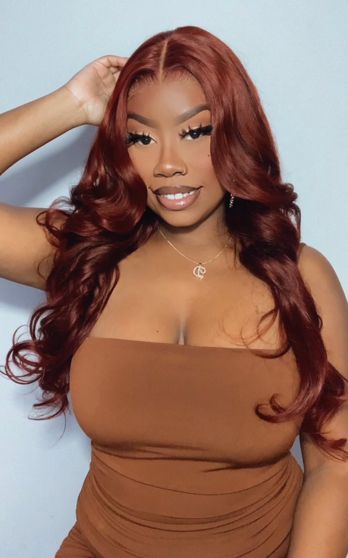 Image of Reddish Brown 7”x5” Closure Wig in 24”