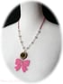 Chocolate Cake Charm w/ Big Bow Necklace (pink chain) Image 2