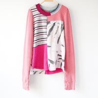Image 2 of rose waffle thermal knit mix patchwork adult S small longsleeve courtneycourtney top tee shirt