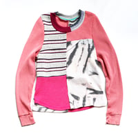 Image 1 of rose waffle thermal knit mix patchwork adult S small longsleeve courtneycourtney top tee shirt