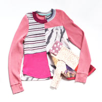Image 3 of rose waffle thermal knit mix patchwork adult S small longsleeve courtneycourtney top tee shirt