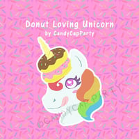 Image 2 of Donut-Loving Unicorn 3.5"" Sticker