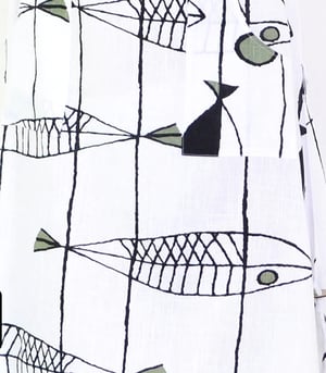 Image of Fish Cotton Linen Dress - White