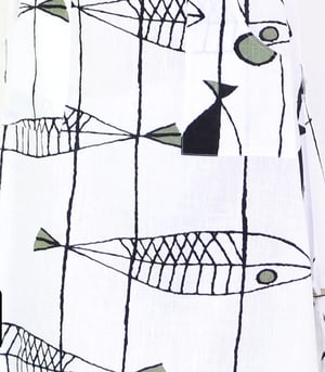 Image of Bella Fish Cotton Linen Dress - White