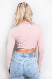 Image 2 of Women's Long Sleeves Cut Out Ribbed Crop Top
