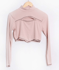 Image 3 of Women's Long Sleeves Cut Out Ribbed Crop Top