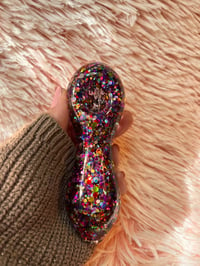 Image 5 of  Rainbow Glitter Glass Pipe  Thick Glass Glitter Pipe   