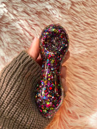 Image 1 of  Rainbow Glitter Glass Pipe  Thick Glass Glitter Pipe   