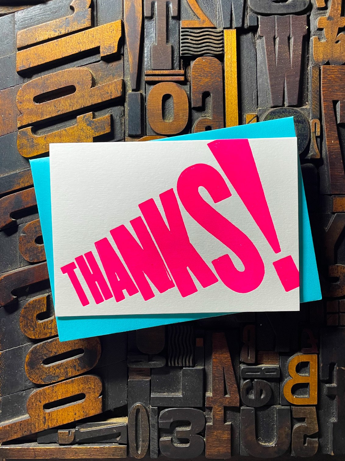 Thanks! | Typographic Letterpress Card | Fluorescent Pink | Studio