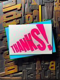 Image 3 of Thanks! | Typographic Letterpress Card | Fluorescent Pink
