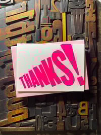 Image 2 of Thanks! | Typographic Letterpress Card | Fluorescent Pink