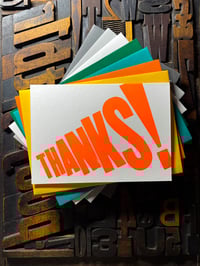 Image 1 of Thanks! | Typographic Letterpress Card | Fluorescent Orange