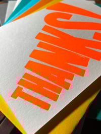 Image 2 of Thanks! | Typographic Letterpress Card | Fluorescent Orange