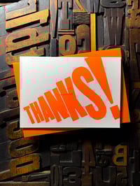 Image 4 of Thanks! | Typographic Letterpress Card | Fluorescent Orange