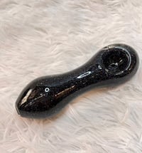 Image 3 of Black Glitter Glass Pipe  Glass Tobacco Pipe