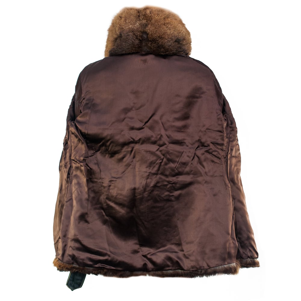 Image of Brown Coney Fur Vintage Short Belted Coat