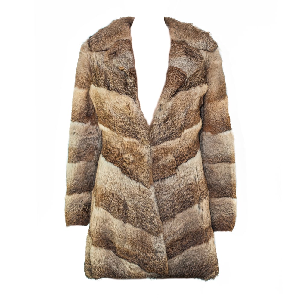 Image of Brown Rabbit Fur Vintage Short Coat.