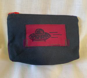 Image of Zip Wallet - Black with Space Ship Patch