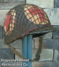 Image 5 of WWII M1 Helmet Front Seam U.S. Army Medic & WWII Westinghouse Liner set. 4-Panel