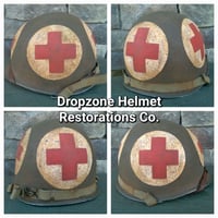 Image 2 of WWII M1 Helmet Front Seam U.S. Army Medic & WWII Westinghouse Liner set. 4-Panel