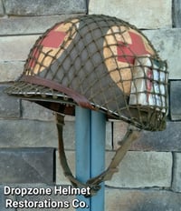 Image 1 of WWII M1 Helmet Front Seam U.S. Army Medic & WWII Westinghouse Liner set. 4-Panel