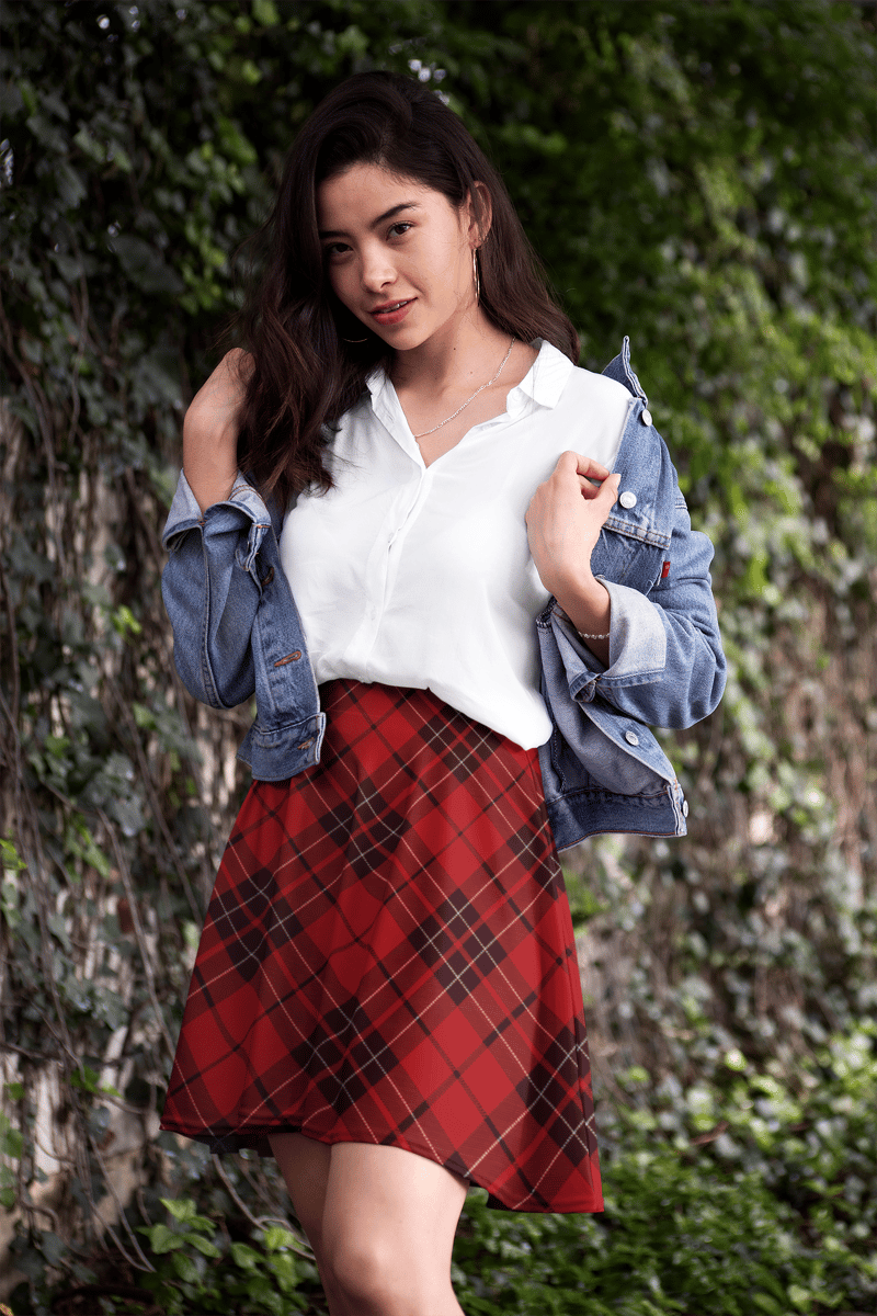 Plaid Pleated Skirt Red And Black Skater Skirt Plaid Skirt Red