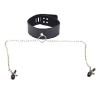 Image 1 of Black Collar w/Nipple Clamps 