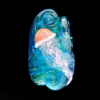 Image 1 of XXL. Orange Sherbet Sea Nettle Jellyfish - Lampwork Glass Sculpture Pendant Bead 