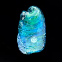 Image 2 of XXL. Orange Sherbet Sea Nettle Jellyfish - Lampwork Glass Sculpture Pendant Bead