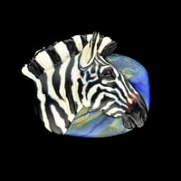 Image 1 of XXL. Blue Skies Zebra - Flamework Glass Sculpture Bead