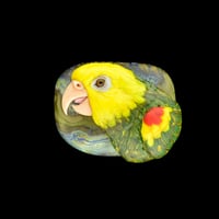 Image 1 of XL. Cheeky Yellow Headed Amazon Parrot - Flamework Glass Sculpture Bead