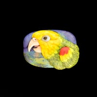 Image 1 of XL. Yellow Headed Amazon Parrot - Flamework Glass Sculpture Bead