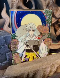 Image 3 of Dog Demon Lord Flower Panel Enamel Pin