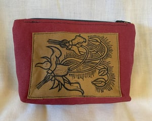 Image of Zip Wallet - Maroon with Borage patch