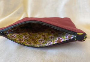 Image of Zip Wallet - Maroon with Borage patch