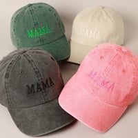 Image 1 of Mama Embroidered Cotton Baseball Cap