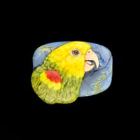Image 1 of XL. Talkative Yellow Naped Amazon Parrot - Glass Sculpture Bead