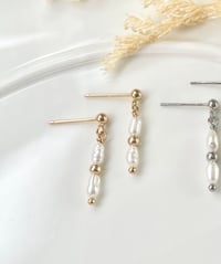 Image 4 of Layered Beaded Pearl Stud Earrings