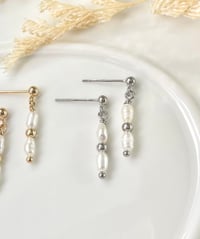 Image 3 of Layered Beaded Pearl Stud Earrings