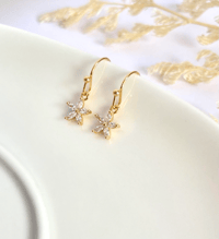 Image 2 of Tiny Crystal Star Flower Earrings