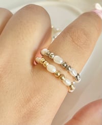 Image 1 of Double Beaded Pearl Ring