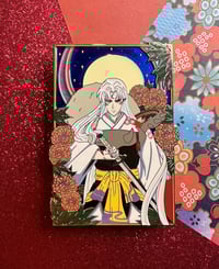 Image 1 of Dog Demon Lord Flower Panel Enamel Pin